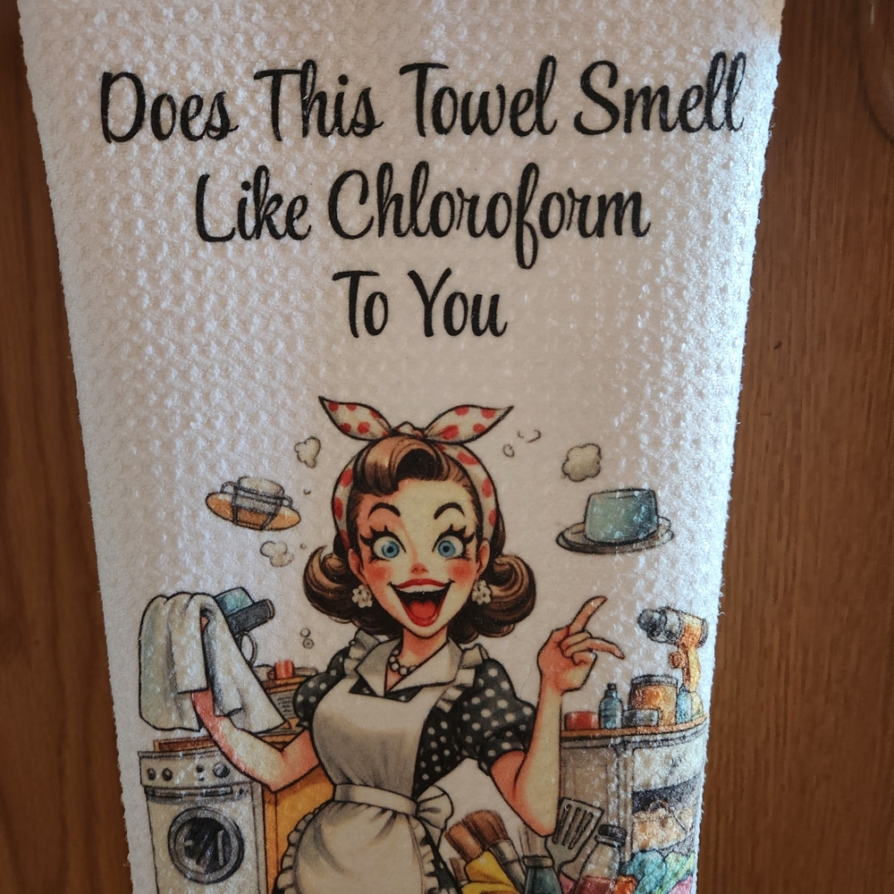 Retro Style Kitchen Towel - White